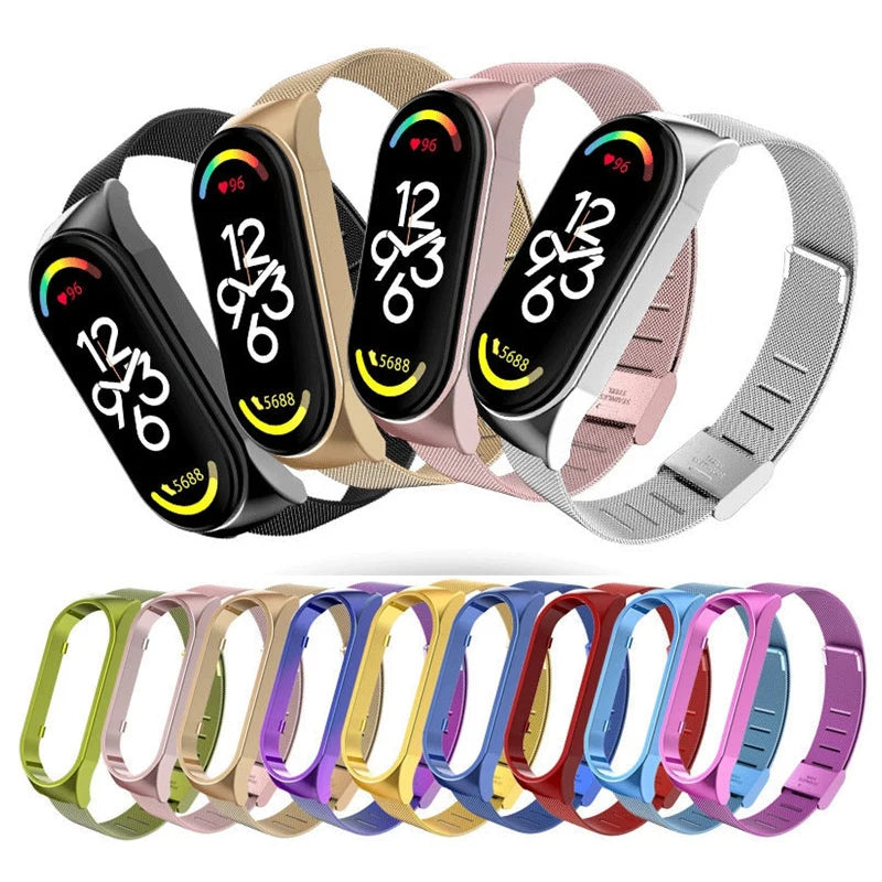 IVANHOE Metal Strap for Xiaomi Mi Band 7 6 5 Screwless Stainless Steel Wrist Bracelet Miband7 for Mi Band 4 3 Strap Wristbands