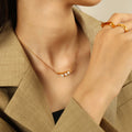 Trendy Waterproof Minimalist Titanium Jewelry 18K Gold PVD Peapod Pearl Pod Charm Pearl Pattern Stainless Steel Gifts