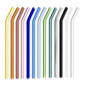 20cm 8mm Borosilicate Color Bent Straight  Reusable Glass Straws