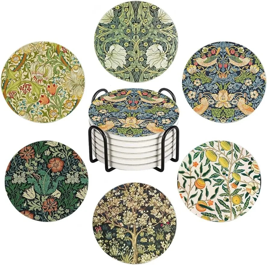Custom Logo Ceramic Coaster Set Cork Base Environmental Friendly Traditional Chinese Design Customized Printed Sublimation