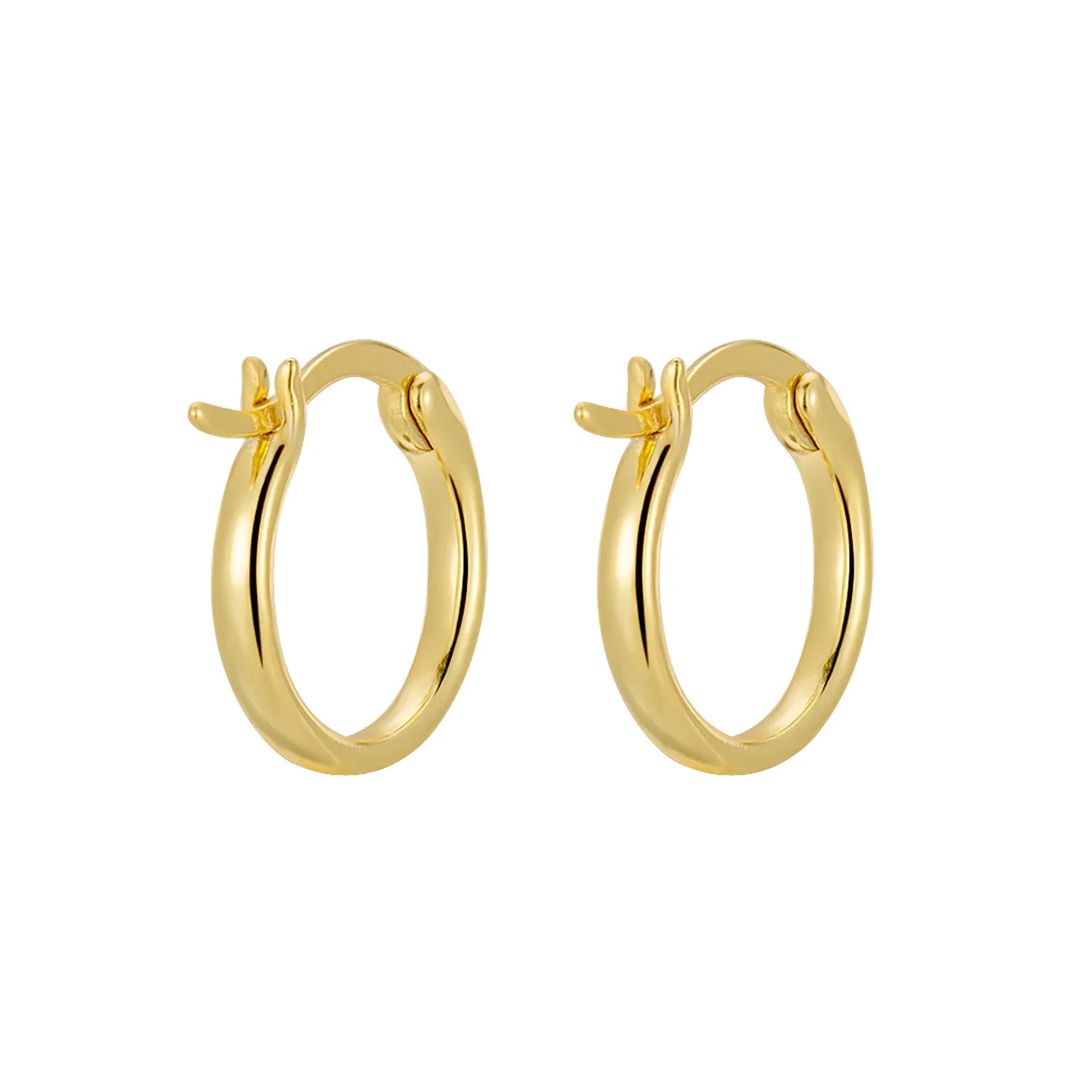 Wholesale Fashion 925 Silver Plain Simple Round Hoop Earrings Jewelry 18K Gold Plated Sterling Silver  Hoop Earrings for Women