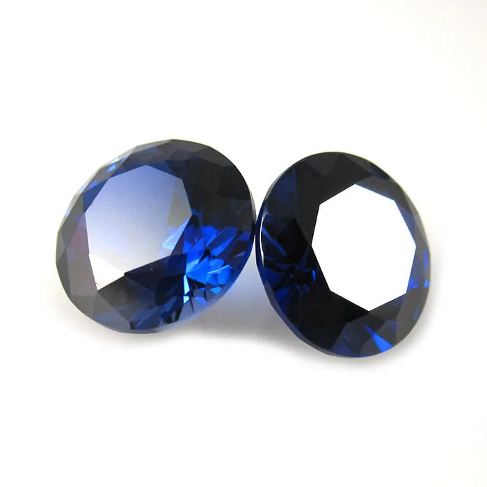 Round Brilliant Cut 5A Lab Creatd Blue Sapphire Gemstone #34 #33 Synthetic Corundum Diamond Gemstone for Jewelry