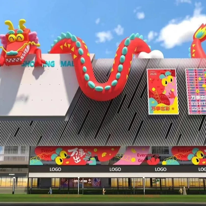 Customized  Giant Decoration Spring Festival Inflatable Dragon Year Mascot Inflatable Cartoon Red Mascot Dragon
