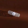 R1066 7-8mm Natural Freshwater Pearl Ring Accessory 925 Sterling Silver Adjustable Size Engagement Jewelry Ring for Women