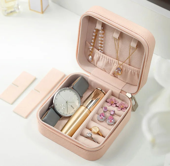 Premium PU Leather Packaging Box for Jewelry Elegant Travel Storage Case With Flannel Velvet Suede Lining