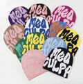 MOQ 10 Custom Beanie Manufacturers All Over Print Jacquard Y2K Gothic No Cuff Fold Cuffless Winter Skull Cap Knit Hat With Logo
