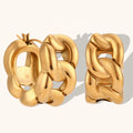 Dingran 2023 Summer Fashion Unique Chain Shape Hoop Earring Stainless Steel Gold Plated Jewelry Earrings