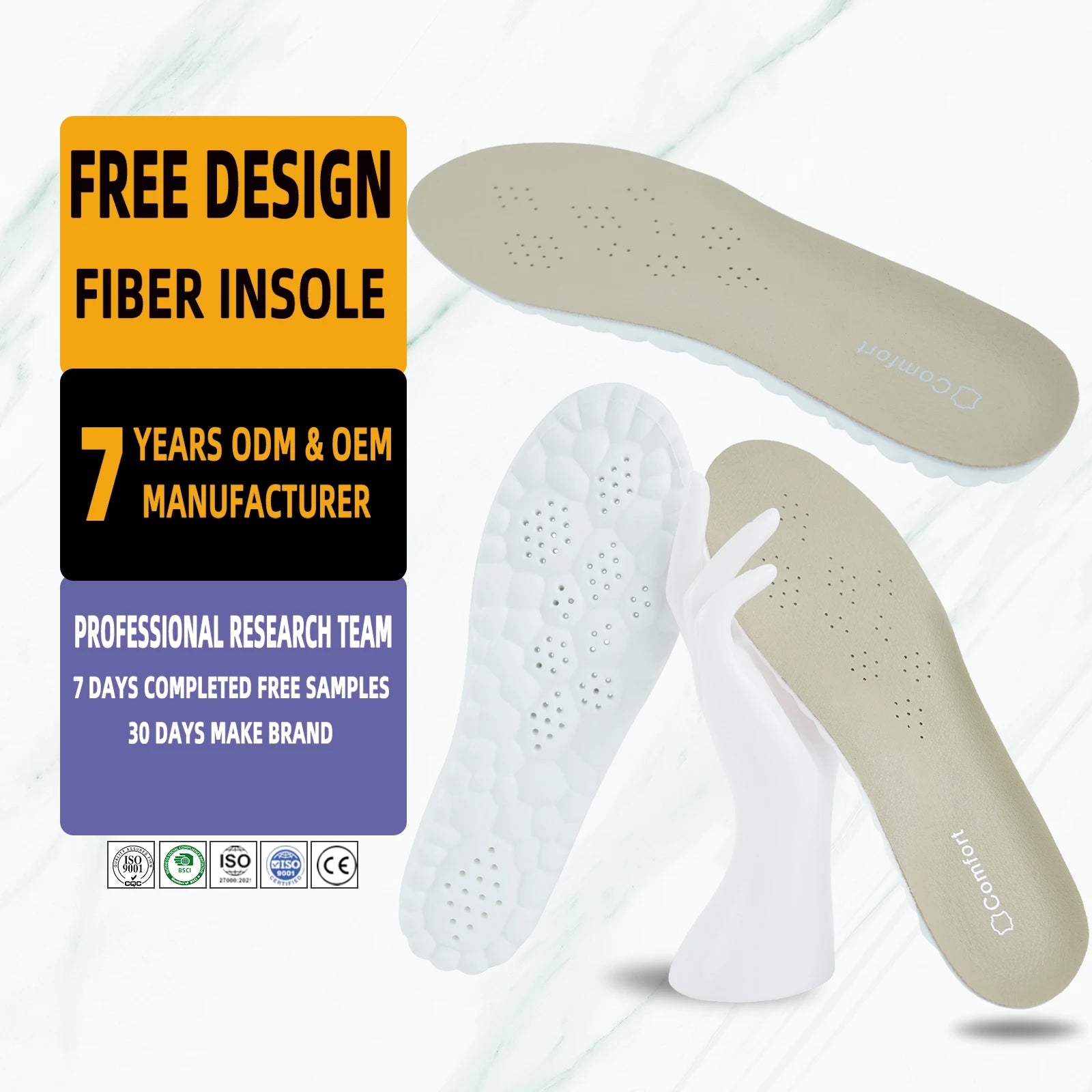 Wholesale Custom Sports Comfort Full Length Arch Breathable Carbon Fibre Shoe Insoles