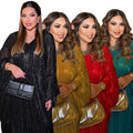 Hot Sale Modest 2 Piece Abaya Set Muslim Women Abaya Dubai African Luxury Abaya Shiny Fabric Batwing Sleeve Evening Long Dress