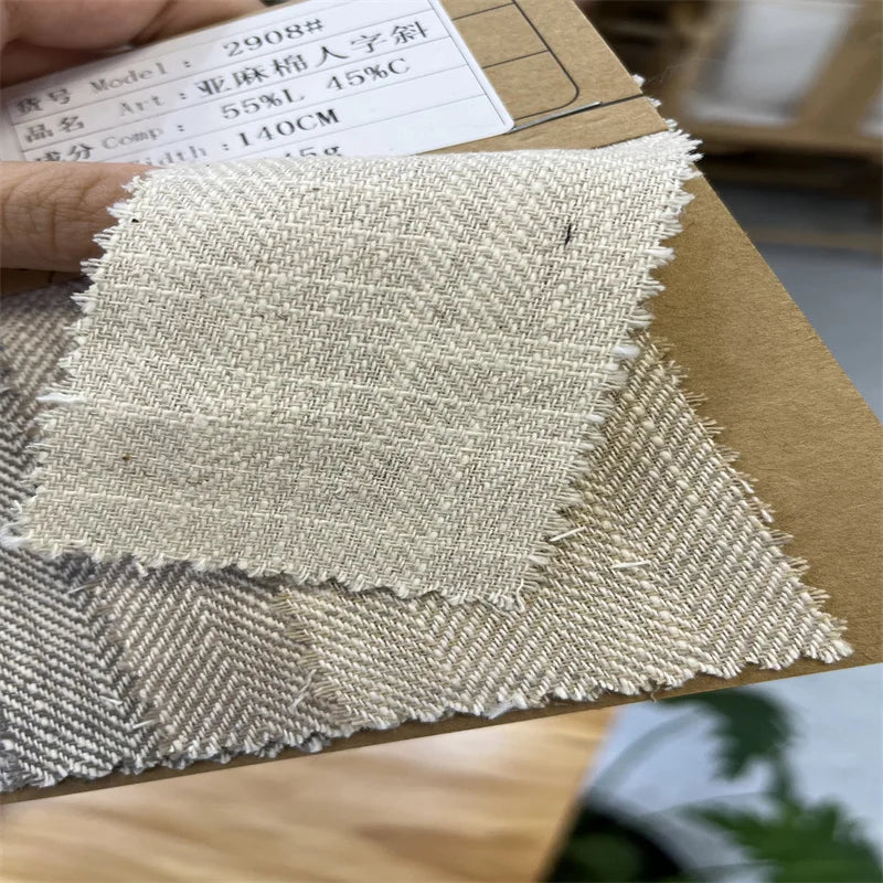Top Grade Chemical-free Woven Cotton Linen Blend Fabric 245gsm Heavy-weight Rustic 45% Cotton 55% Linen Fabric for Footwear Bags