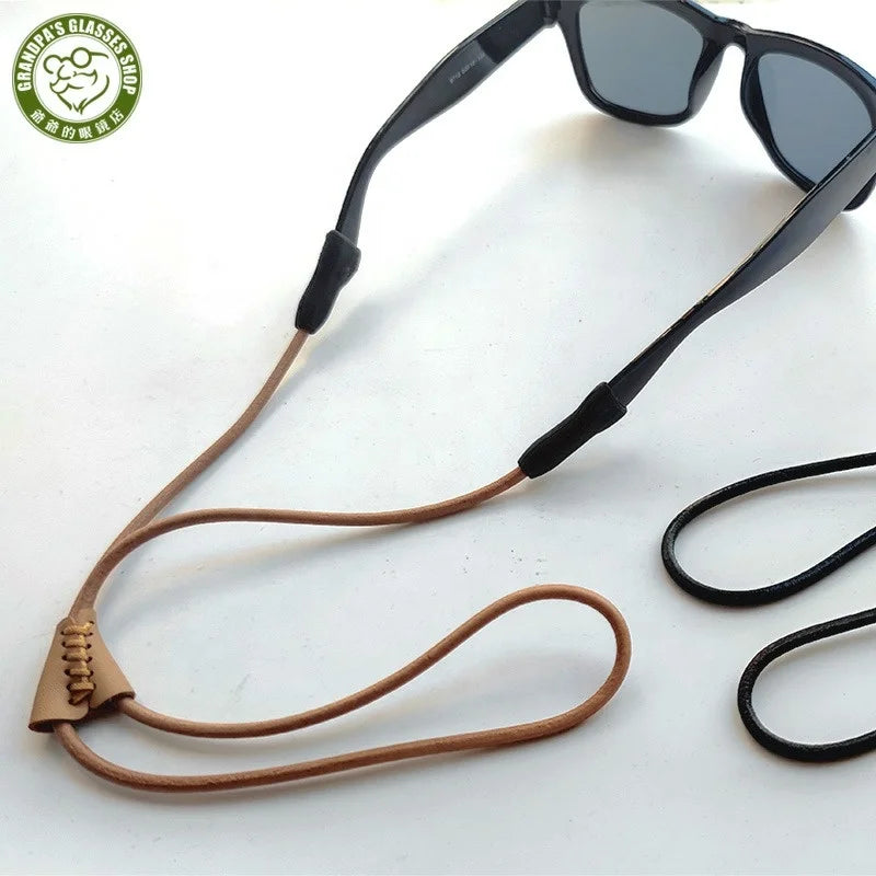 Customizable Unisex Genuine Cowhide Leather PU Glasses Cord Sunglass Strap Lanyard Chain Eyeglass Holder String 36cm Fall