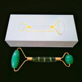 HY Popular in japan and korea flower handle green aventurine jade facial massage roller with box
