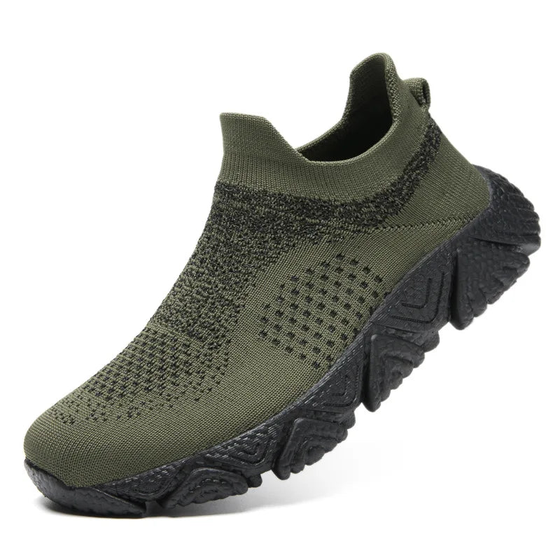 Men's Best Selling Thick Bottom Durable Sneakers Stretch Flyweaving Men's Casual Shoes Breathable Non-Slip Men's Walking Shoes