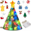 Felt Christmas Tree Children Felt Craft Kit with LED Lights for Home Decorations Wall Hanging Xmas