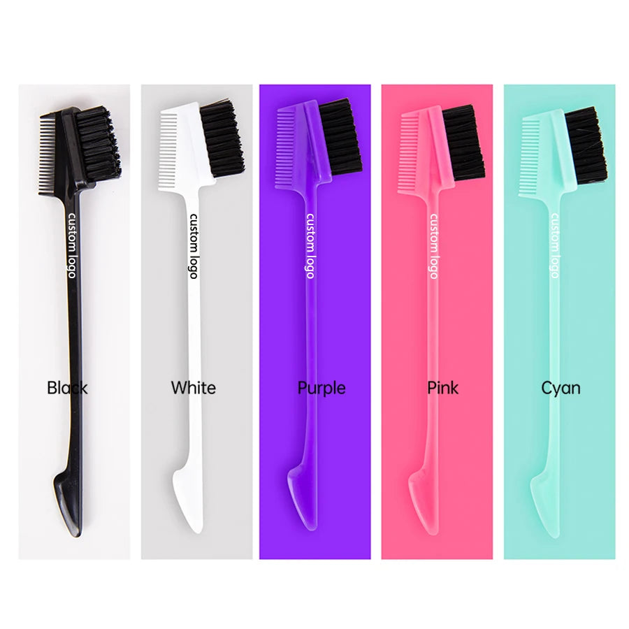 Leeons Private Label ABS Plastic Edge Control Hair Brush Nylon Bristles Waterproof Compact Design for Eyelash Eyebrow Hair Dye