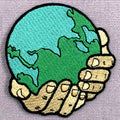 2025 Promotion Payment Protect Our Home Hands Holding Earth Applique Iron on Sew on Emblem Embroidery Embroidered Patch