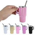 5oz Mini Stainless Steel Shot Glass with Rhinestone Kids Tumbler with Handle Double Wall Insalated Coffee Mugs