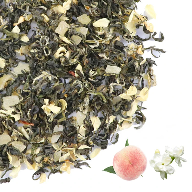 OEM Various Fruit Flower Flavored Tea White Peach Chinese Jasmine Green Tea Loose Leaf
