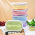 Durable BPA Free Food Grade Silicone Heatable Bento Box with Lid Foldable Portable Food Storage Container for Kids