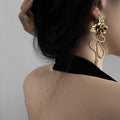 Silver Needle Floral and Leaf Snake-shaped Earrings Unique and Edgy European-style Ear Studs Drops with Vintage