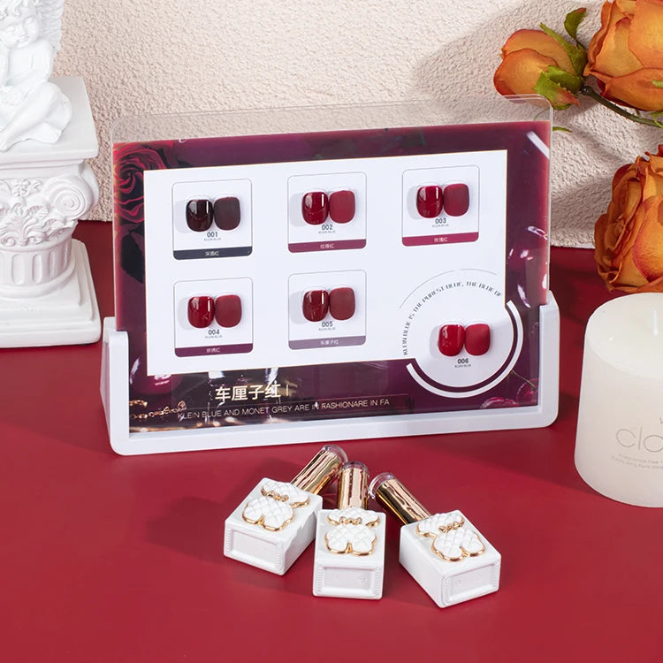 ZRKGEL Nails Factory Custom logo 15ml 6 Colors Cherry Red Colors Gel Soak Off Long Lasting Dry Fast Cherry Colors Gel Polish Set