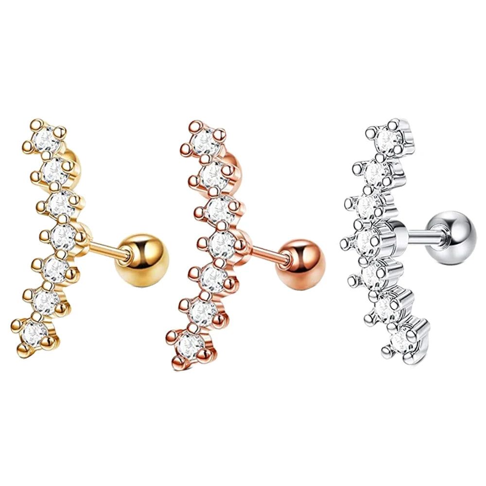 Mix Color 16g Stainless Steel Cartilage Ear Stud Earring Helix Bar Piercing Skeleton Body Piercing Jewelry Wedding Gift Women