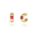 Aimgal Retro Leb Ruby Princess Cut Geometric Small Stud Earrings Brushed 925 Silver Plated 18k Gold Luxury Gemstone Fine Jewelry