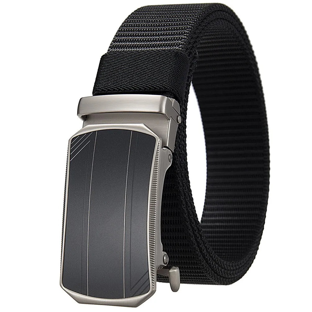 LQbelt Fashion Men's Canvas Belt Automatic Buckle Belt No Ratchet Belts for Male Polyester Outdoor Wholesale Factory