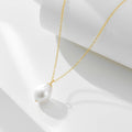 Vintage Elegant Single Pearl Necklace Jewelry Gold Plated 925 Sterling Silver Baroque Freshwater Pearl Clavicle Chain Necklaces