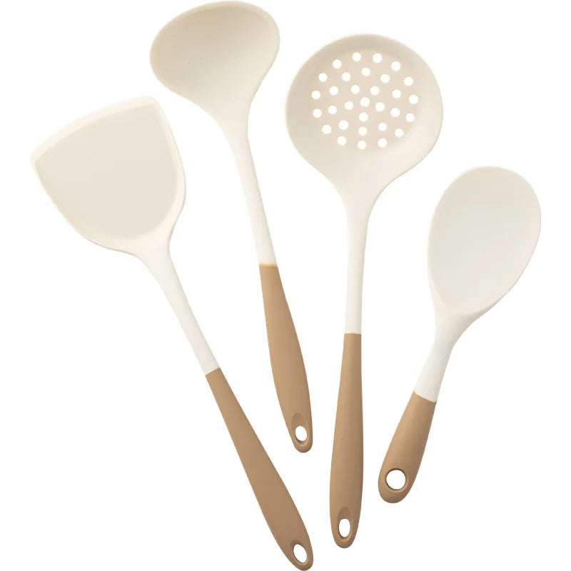 4pcs Sustainable Non-Stick Silicone Spatula Set Two-Tone Kitchen Household Cooking Shovel Suit Elegant Cooking Tool Sets