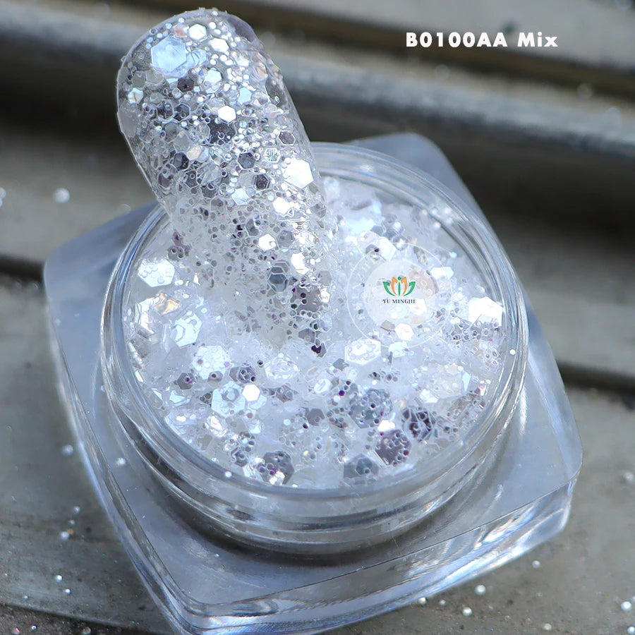 Shimmer Silver Bridal Wave Fabric Dress Fine Glitter Sparkle Diamond White Shining Nail Chunky Glitter Powder-Minimum Order 1kg