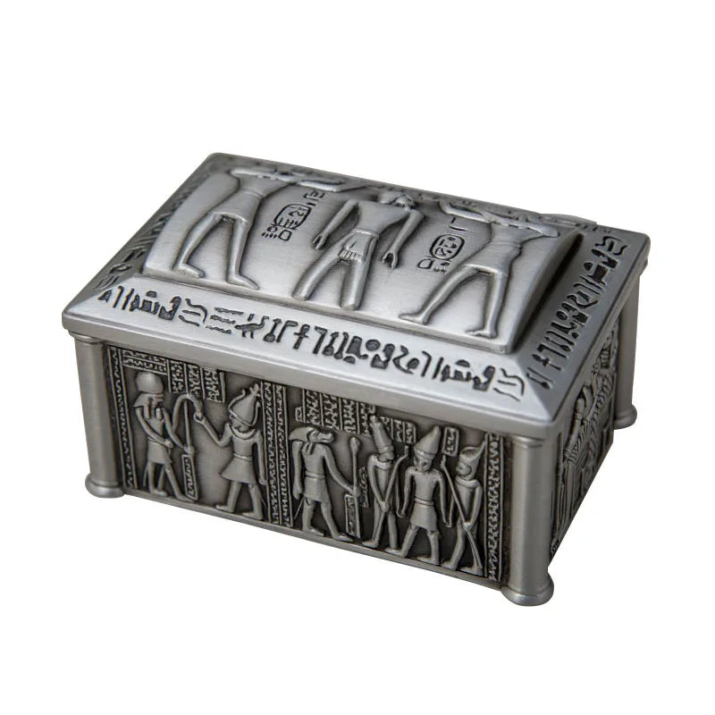 New Creative European Style Egyptian Jewelry Box Embossed High-End Exquisite Metal Tabletop Storage Box Household Small Gift Box