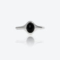 FUAMAY 925 Silver Minimalist Ring Single Stone Ring Designs for Men Black Agate Ring