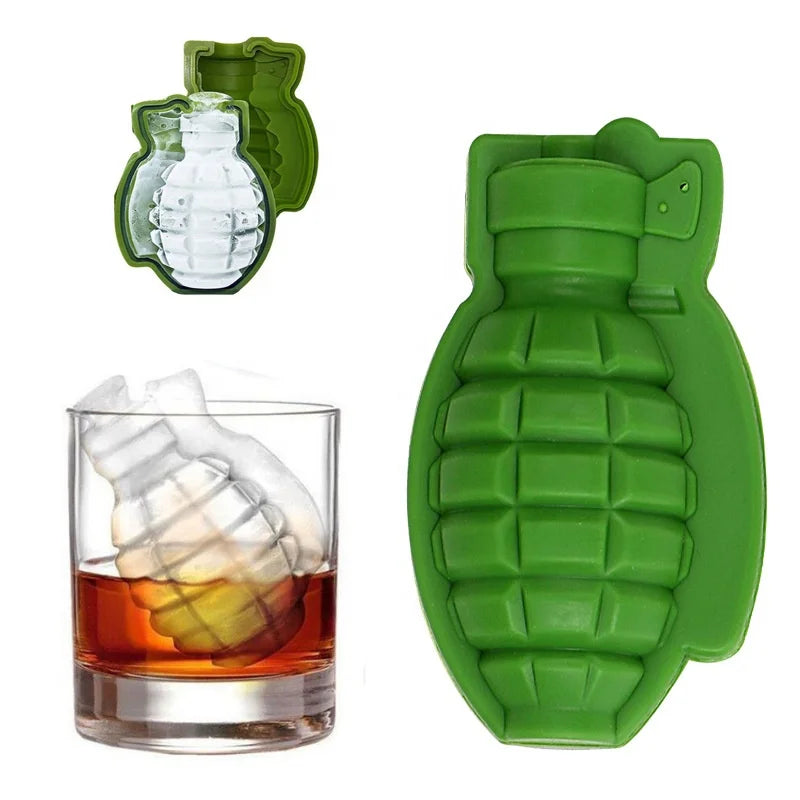3D Grenade Shape Silicone Ice Maker Mold Ice Cube Tray Diy Silicone Grenade Ice Mold