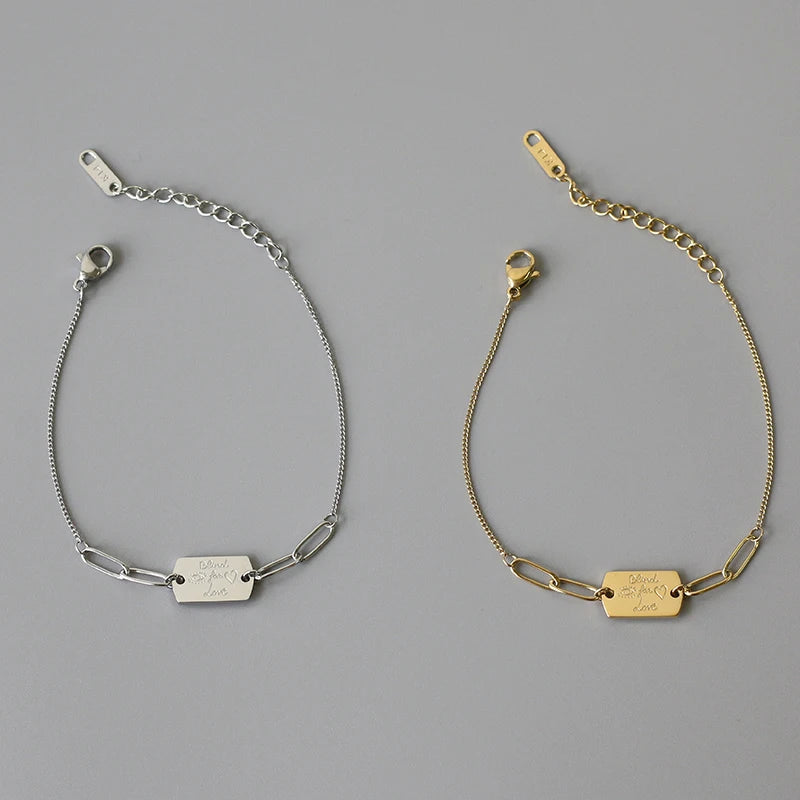 New Arrival Link of Lovely Bracelets Stainless Steel 18K Gold Plated Dainty Couple Audacity Cute Bracelet Jewelry for Gifts