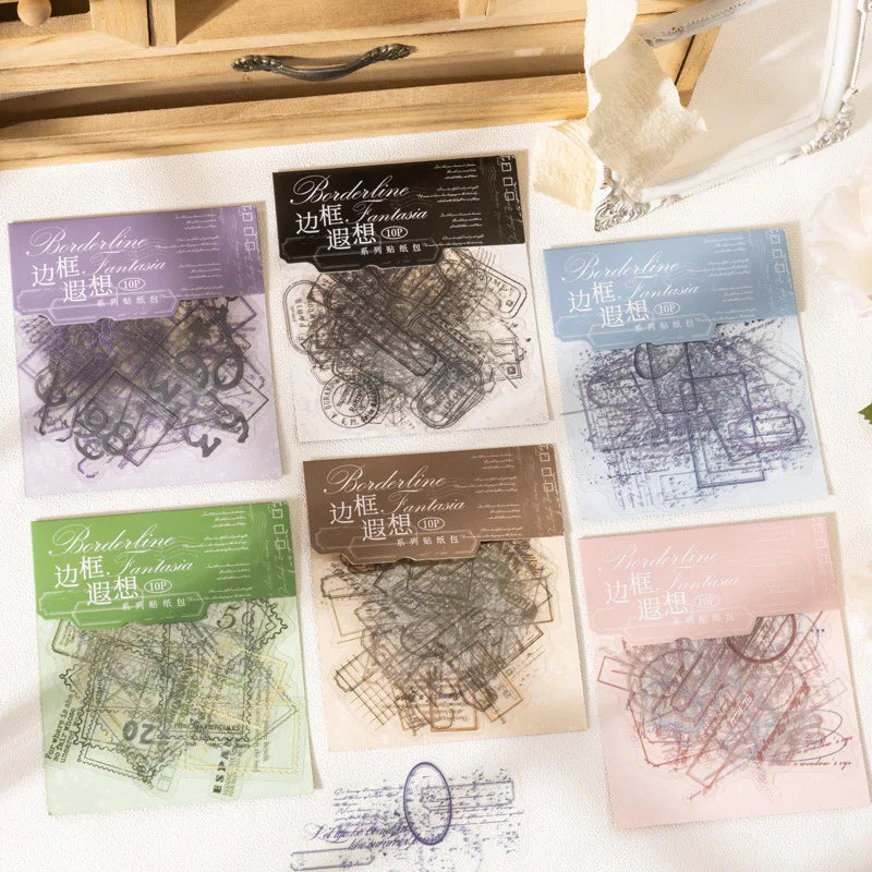 10 Sheets Per Pack PET Sticker Pack Border Reverie Series 6 Simple Basic Border Handbook Stickers
