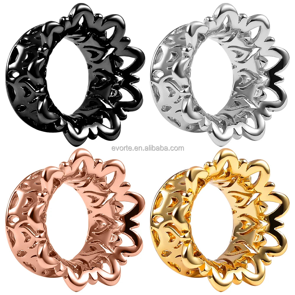 Evorte New 316L Stainless Steel Vintage Ear Plug Weight Tunnel Gauges Tunnel Expander Stretchers Piercing Body Jewelry Gold