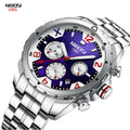 NIBOSI 1985 New Product 3atm Water Resistant Quartz Watch Solid Steel Strip Silver Watches for Men