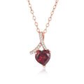 YBO 925 Sterling Silver Women's Trendy Heart Stone Clavicle Chains Twisted Inlaid Natural Garnet Cubic Zircon Weddings Parties