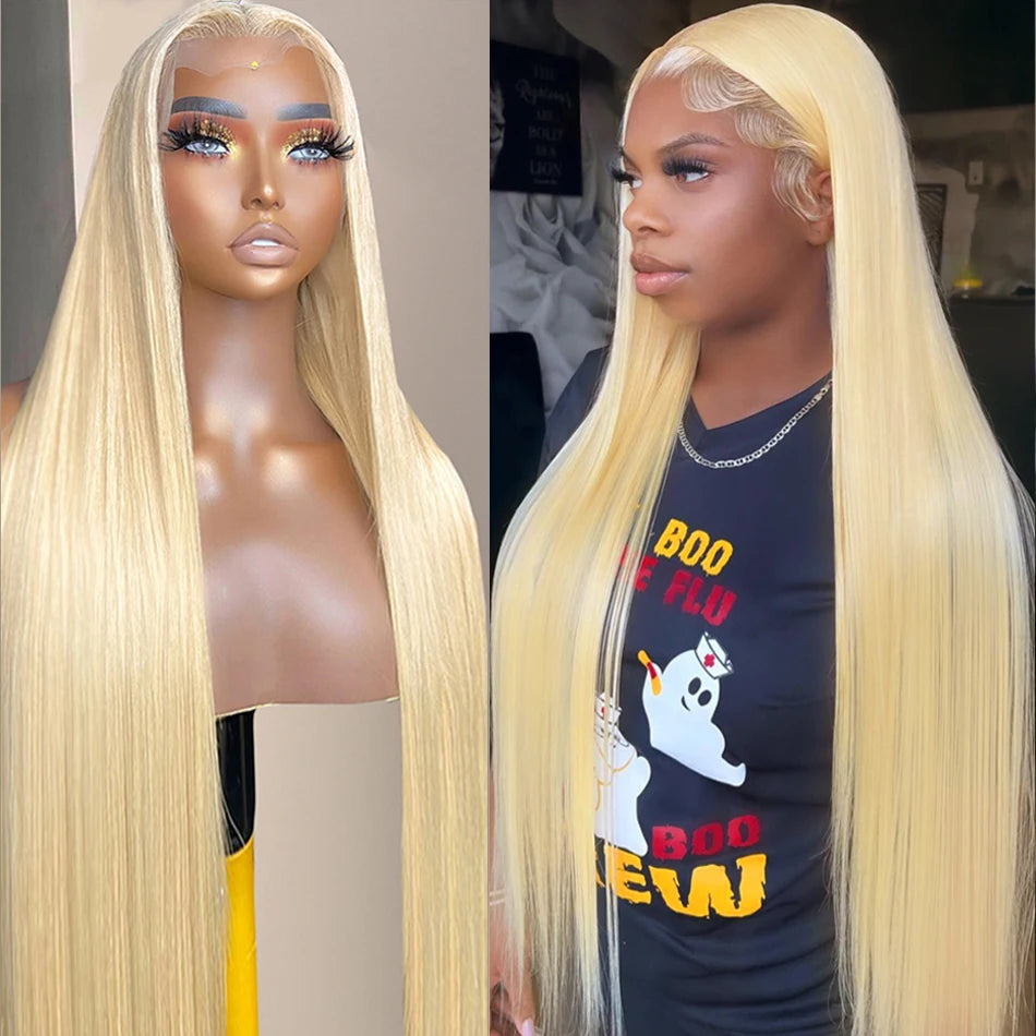 Honey Blonde Full Machine Made Wigs for Black Women  Human Hair 613 20 Inch Straight 13x4x1 Closure HD Frontal Wigs