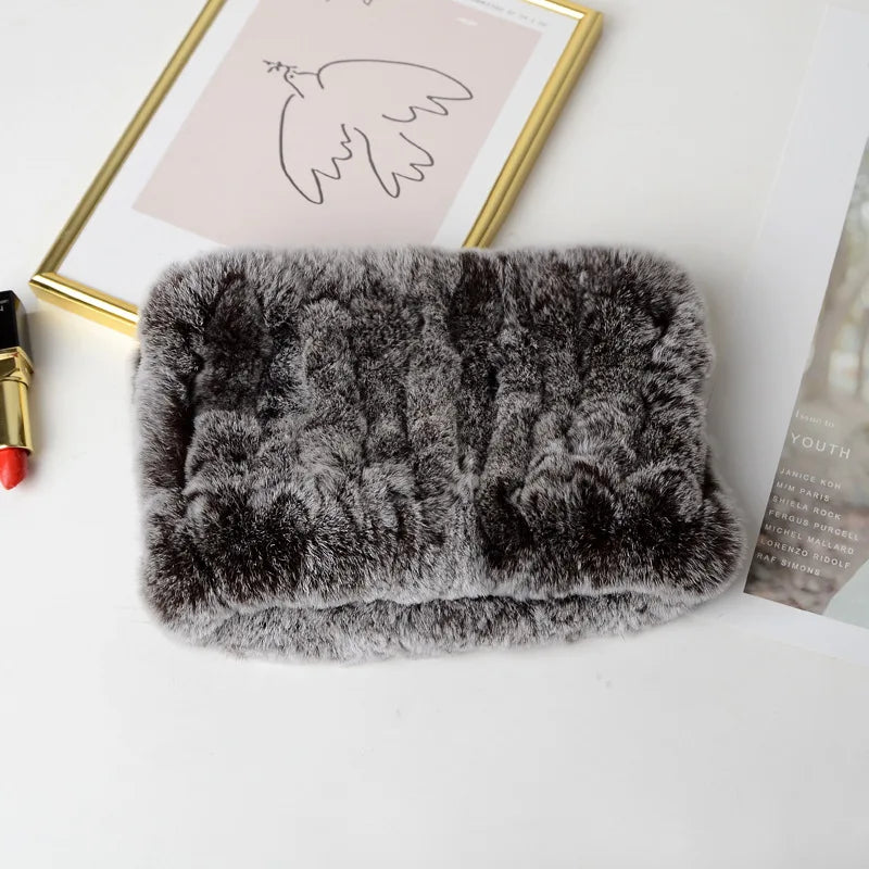 Colorful Girls Luxury Custom Weave Headband Wholesale Korean Rex Rabbit Fur Hairband Pink Adult Long Winter Scarf Silk Winter