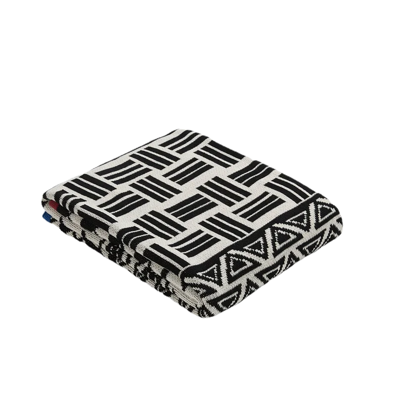 Newest Design Soft Boho Style Special Edge Geometric 100% Cotton Soft Knitted Throw Blanket for Sofa MY