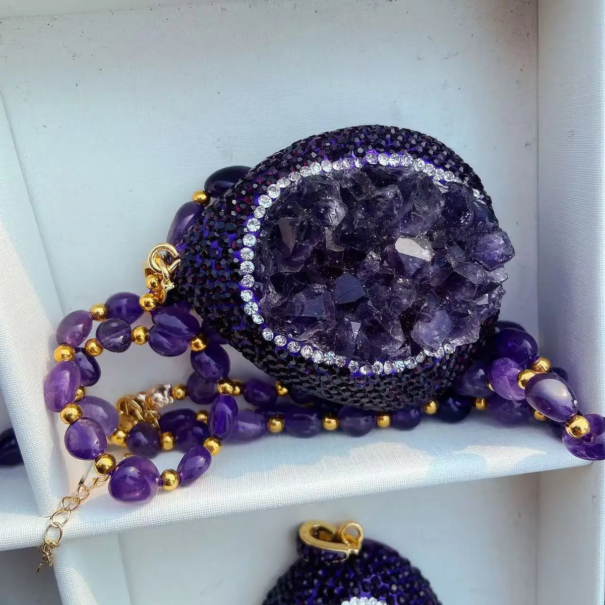 Wholesale Dainty Natural Amethyst Cluster Charms Pendant Necklace Custom Women Jewelry Men Necklace for Gift Reiki Stone Fashion MegaBDM