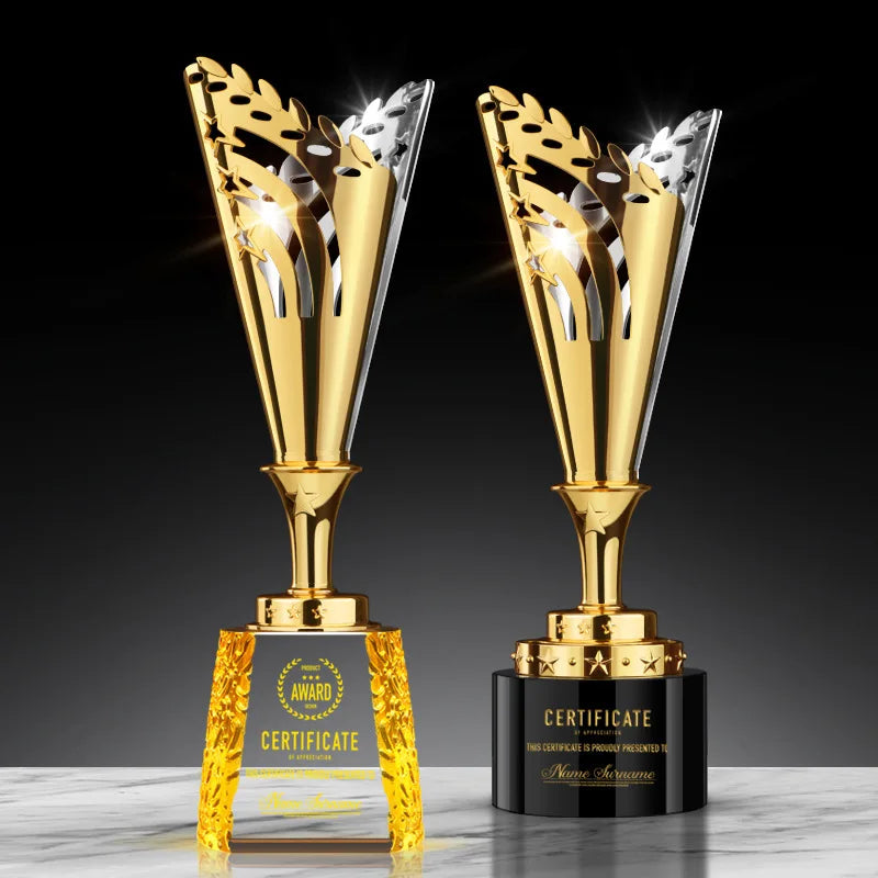 Metal Gold Wheat with Crystal Base Trophy Award MH-NJ0346