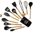 Manufacturer's Hot Selling 12 Kitchen Accessories Kitchenware Kitchenware Silicone Wooden Handle Kitchenware Set