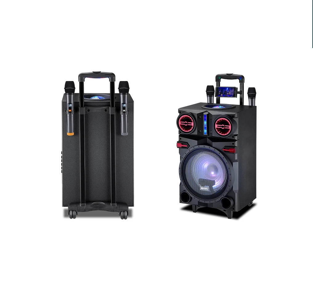 High Quality Wooden Outdoor High Power bluetooth 5.0 Speaker Newest Full Range Wireless Phone Speaker 350W Trolley Case Speaker