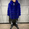 Fur Hooded Fox Fur Coats for Men Winter Warm Men Fur Long Coat