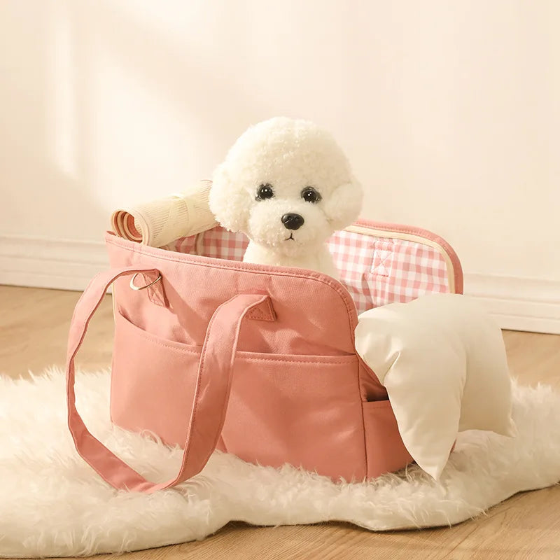 Wholesale Luxury Warm Portable Outdoor Shoulder Recycled Handbag Portable Pet Bags Breathable Cotton Travel Carrier Bag