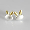 Wholesale 925 Sterling Silver Korean Fashion Earrings for Women Gold-Plated Rabbit Design Cute Weddings Anniversaries Parties