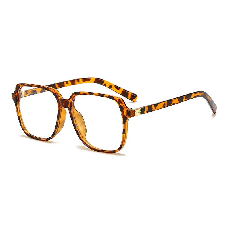 Fashion Brand New Oversized Square Metal Hinge Lightweight Anti Blue Light Glasses for Diamond Face Shape Unisex Adults